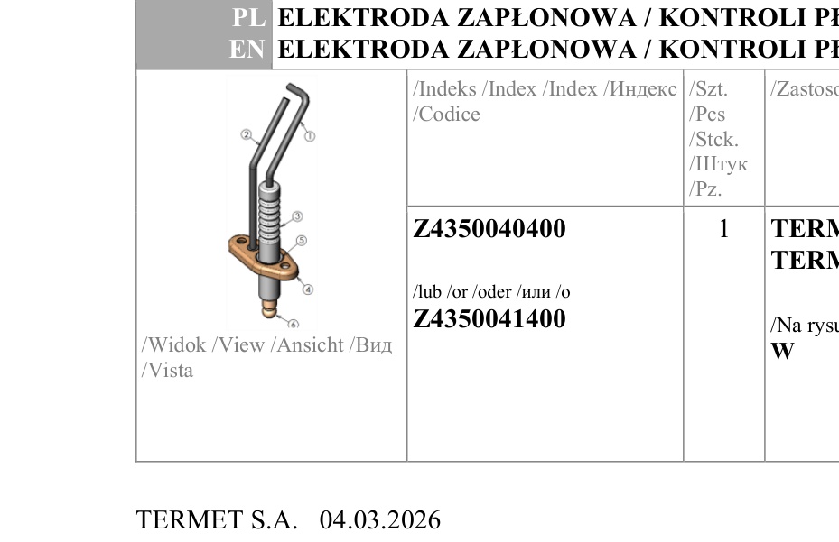 ELEKTRODA ZAPŁONOWA/KONTROLI - Z4350041400